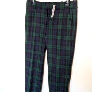 J. Crew Cameron Slim Crop Pant in Black Watch Tartan Stretch Wool